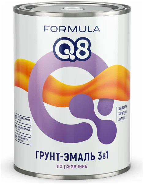 Грунт-эмаль по ржавчине Черная 0,9кг Formula Q8 /1