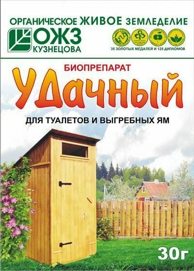 Биопрепарат УДАЧНЫЙ д/туалетов и выгребных ям порошок 30гр т.м.БашИнком 
