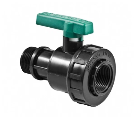 Кран шаровый ПНД 1 1/4" х 1 1/4" (нар/вн) Poelsan