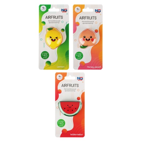 Ароматизатор на дефлектор Airfruits, лимон, персик, арбуз