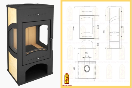 Печь-камин Варта 3D В1030 Ш550 Г415 9кВт /125/